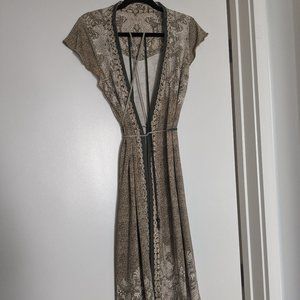 Elie Tahari 100% Silk Wrap Dress with Metal Bead and Lace Detailing (Size: S)